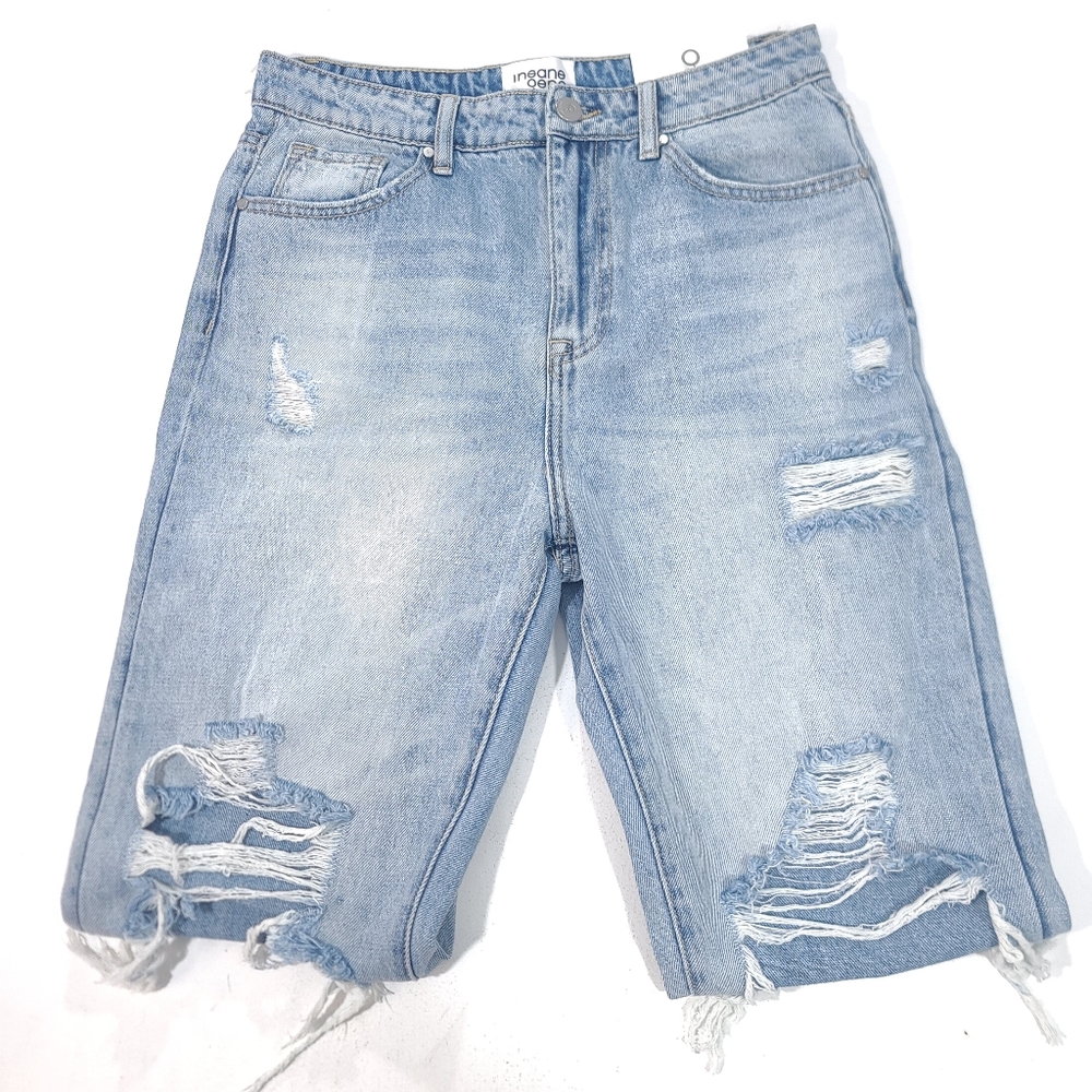 Womens Insane Gene Jeans Mid Rise Loose Fit Distressed Size 3